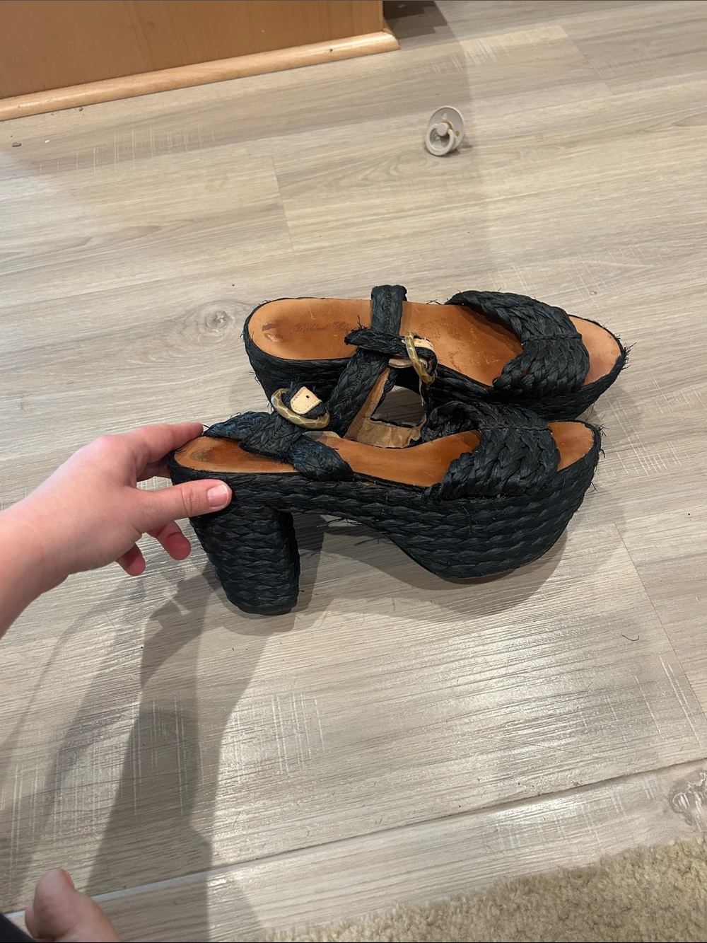 Robert Clergerie Black Woven Platform Sandals